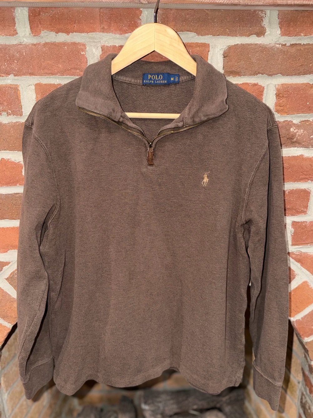 Ralph Lauren Brown Half-Zip Pullover with Pony Logo